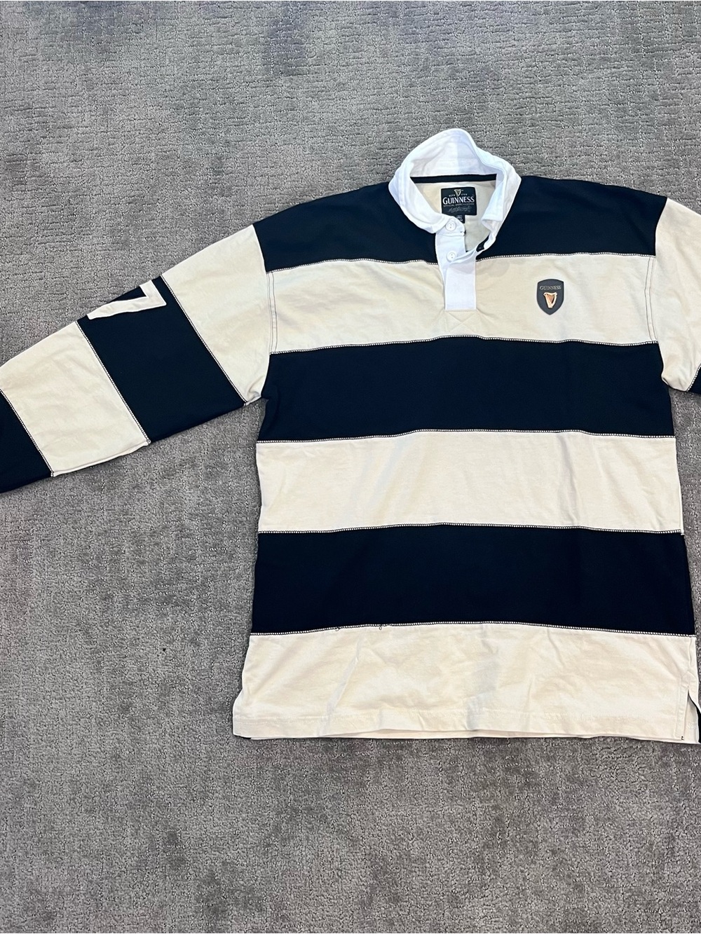 Guinness Black and White Striped Rugby Top